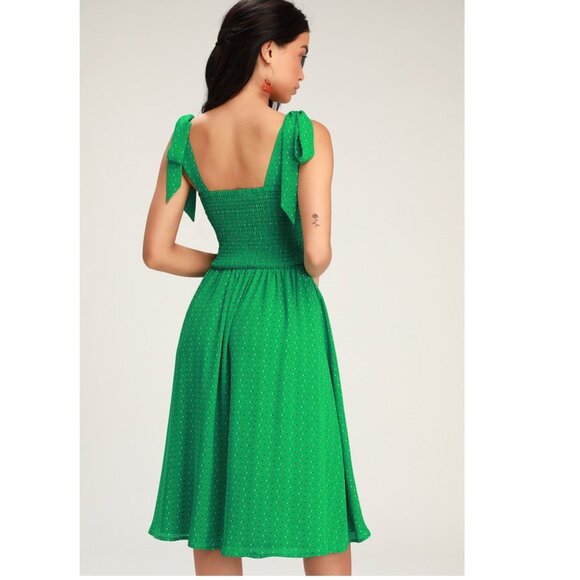 LULUS Day in the Sun Green Print Smocked Midi Dress - Picture 2 of 12